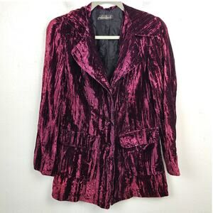 Vintage Y2K Rampage Crushed Velvet Blazer Womens Small Burgundy‎ Purple Vtg